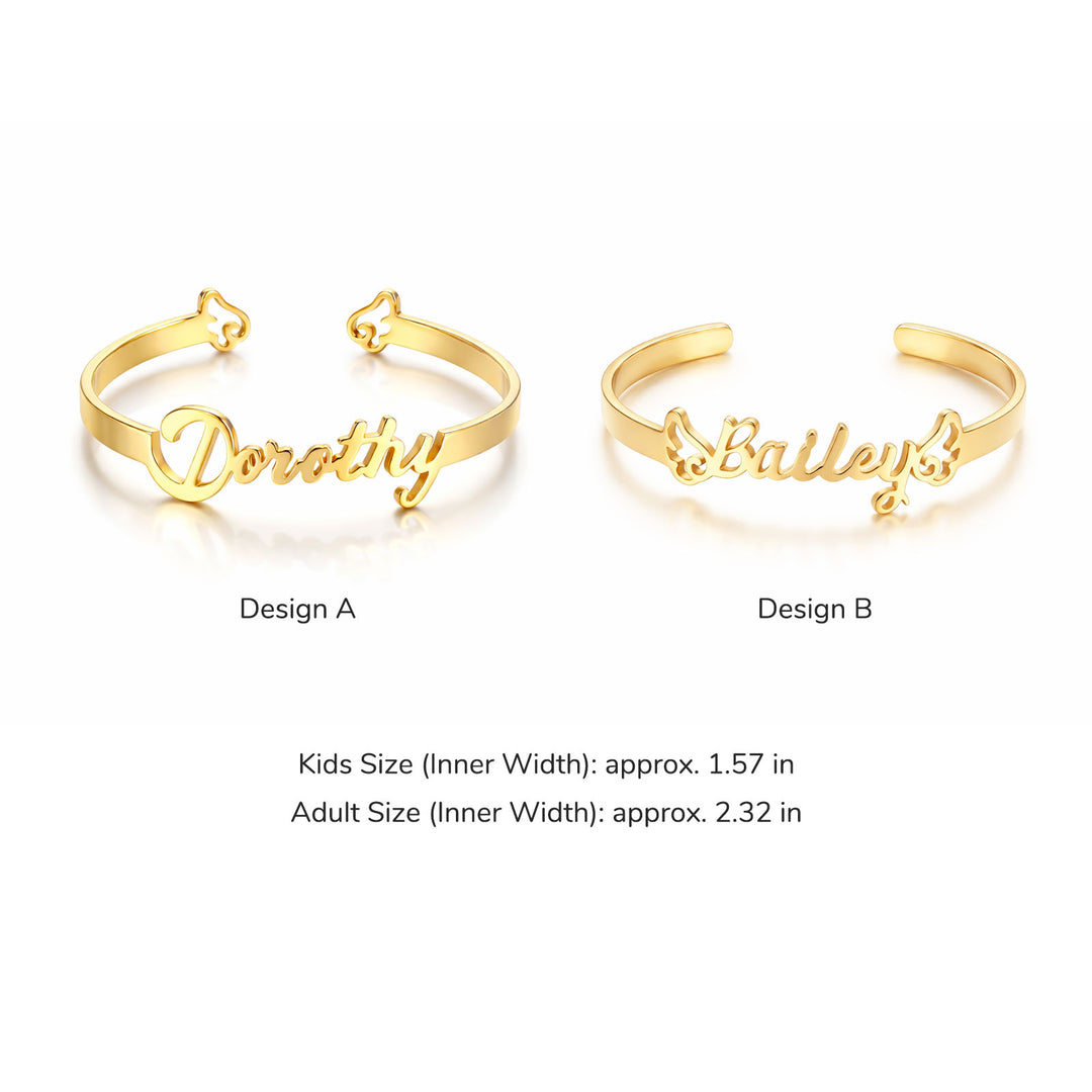 Personalized Baby Name Cuff Bracelet with Angel Wings