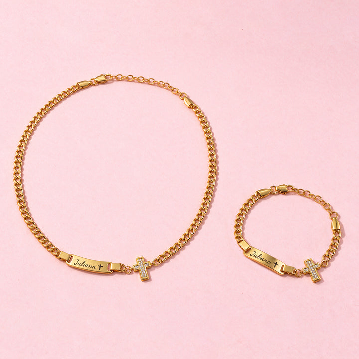 Personalized Kids Symbol Cuban Link Name Bracelet, Necklace or Set