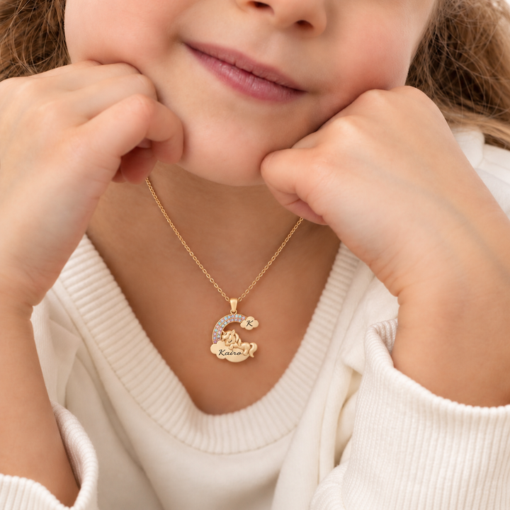 Personalized Magical Unicorn Name Necklace for Girls