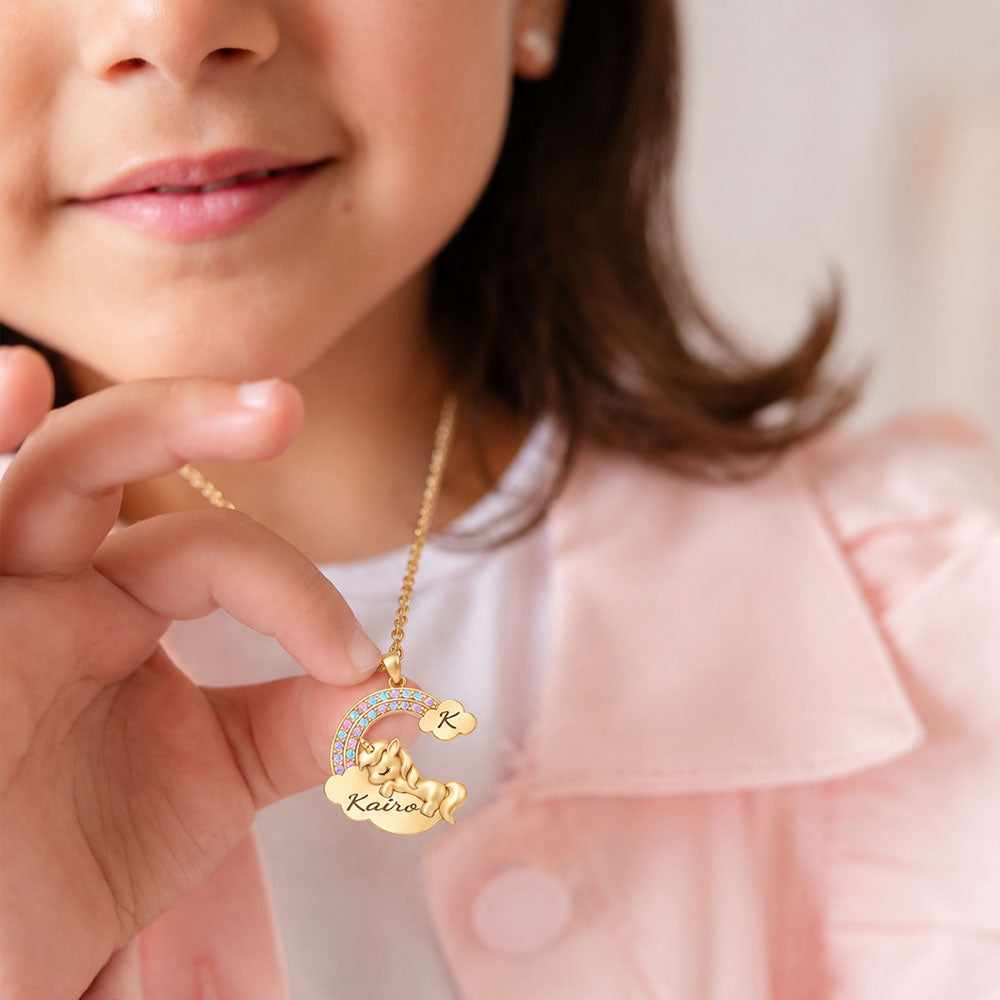 Personalized Magical Unicorn Name Necklace for Girls
