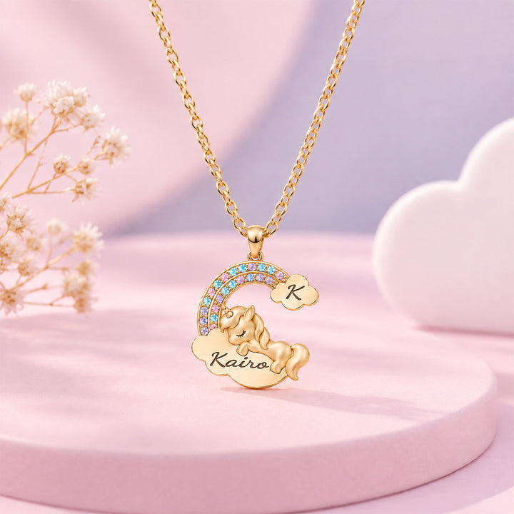 Personalized Magical Unicorn Name Necklace for Girls
