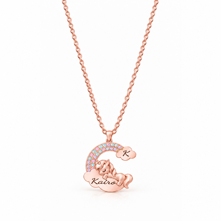 Personalized Magical Unicorn Name Necklace for Girls