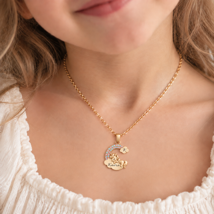 Personalized Magical Unicorn Name Necklace for Girls