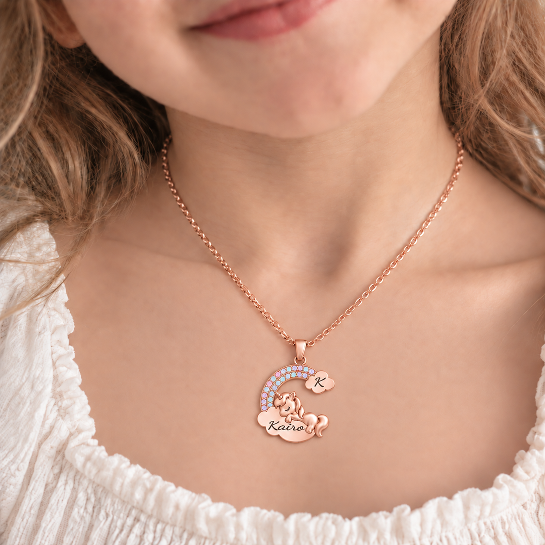 Personalized Magical Unicorn Name Necklace for Girls