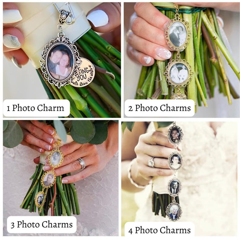 Personalized Memorial Bouquet Charm with Custom Photos