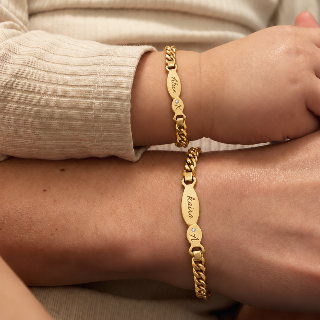 Personalized Mommy and Me Double Fish Name & Initial Bracelet