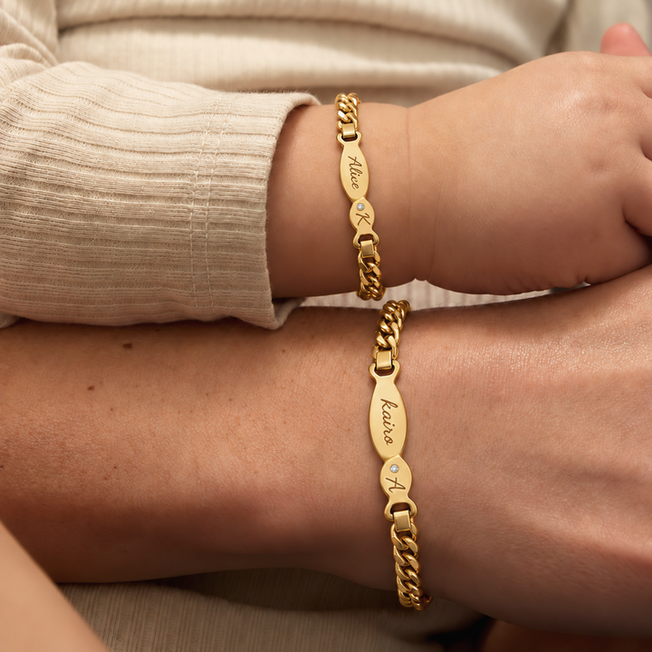 Personalized Mommy and Me Double Fish Name & Initial Bracelet