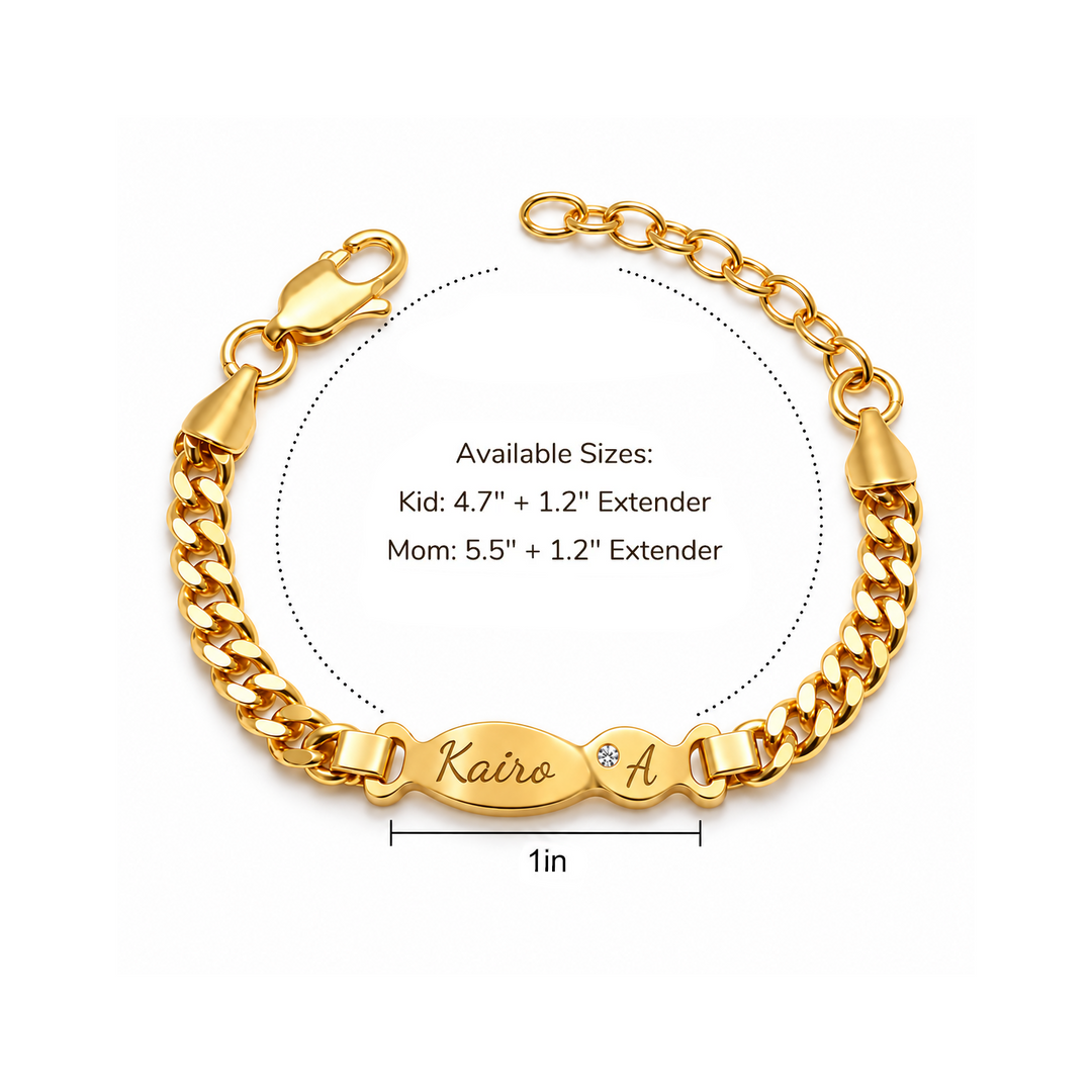 Personalized Mommy and Me Double Fish Name & Initial Bracelet