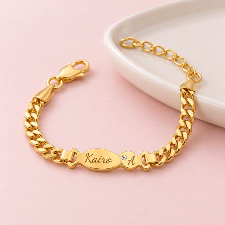 Personalized Mommy and Me Double Fish Name & Initial Bracelet