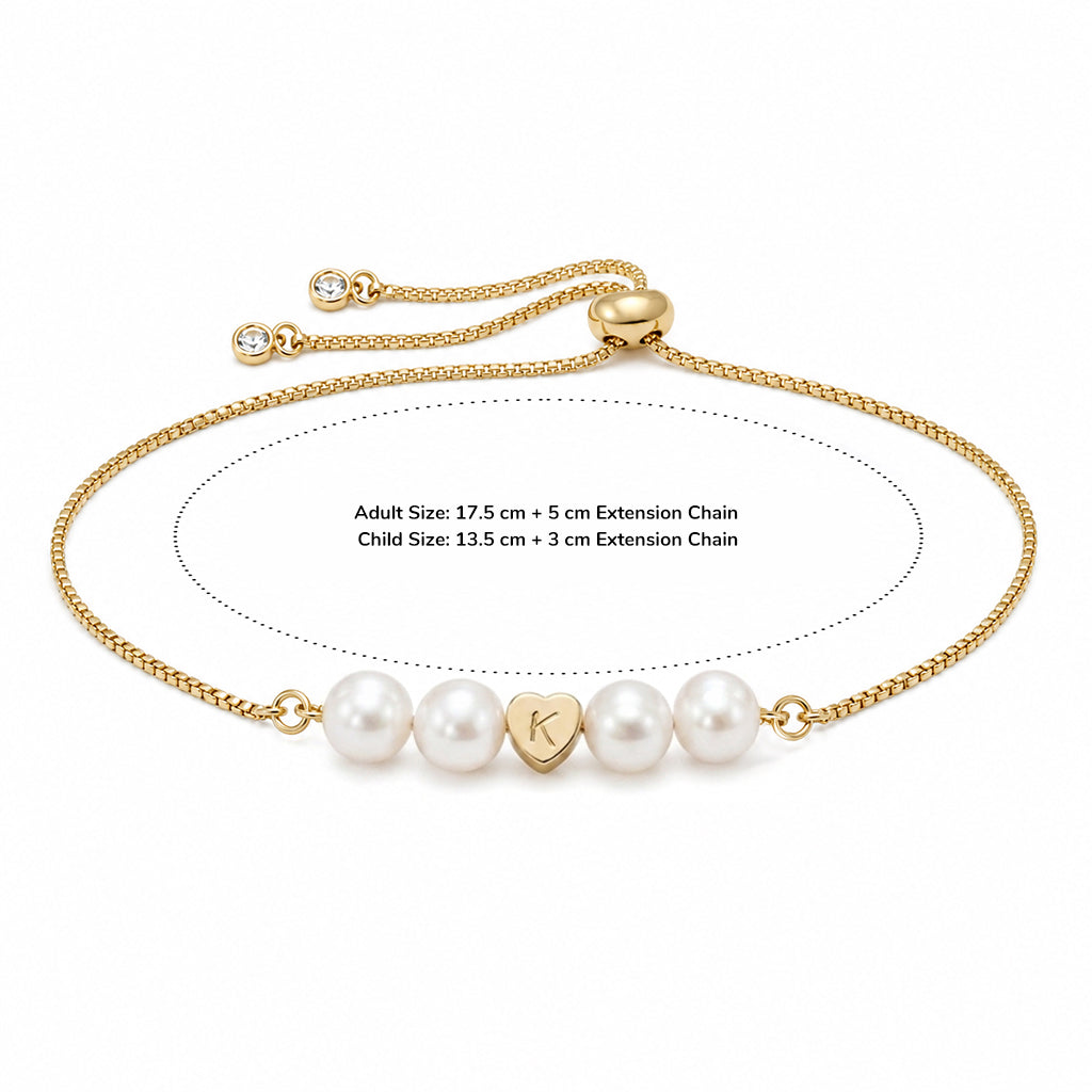 Personalized Mother & Daughter Pearl Heart Bracelet