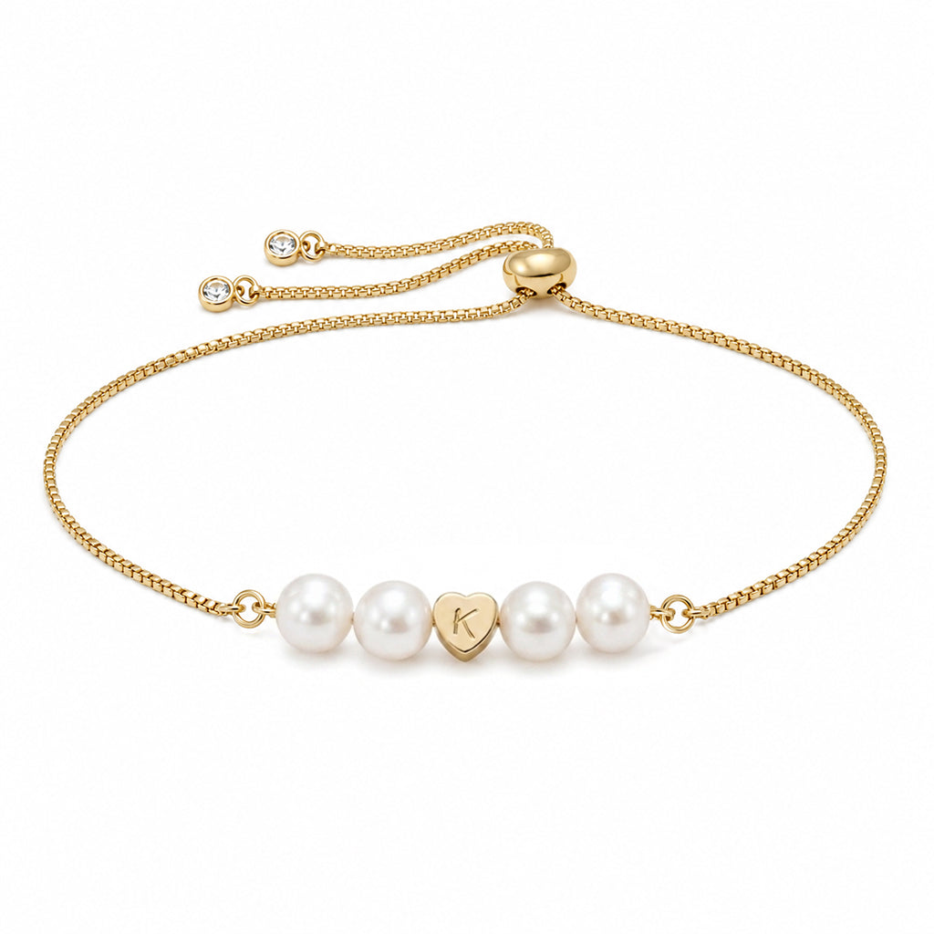 Personalized Mother & Daughter Pearl Heart Bracelet