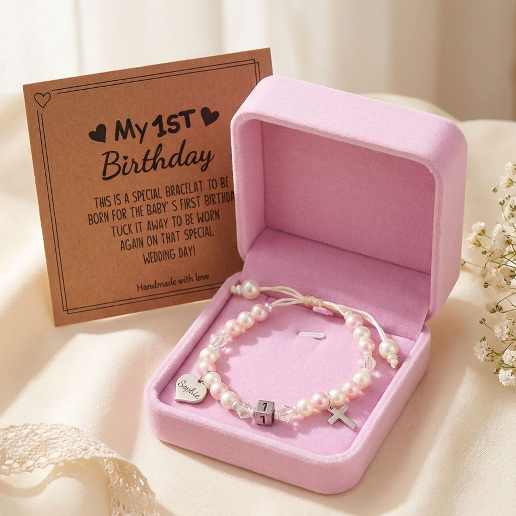 Personalisiertes Namensarmband zum 1. Geburtstag des Babys 