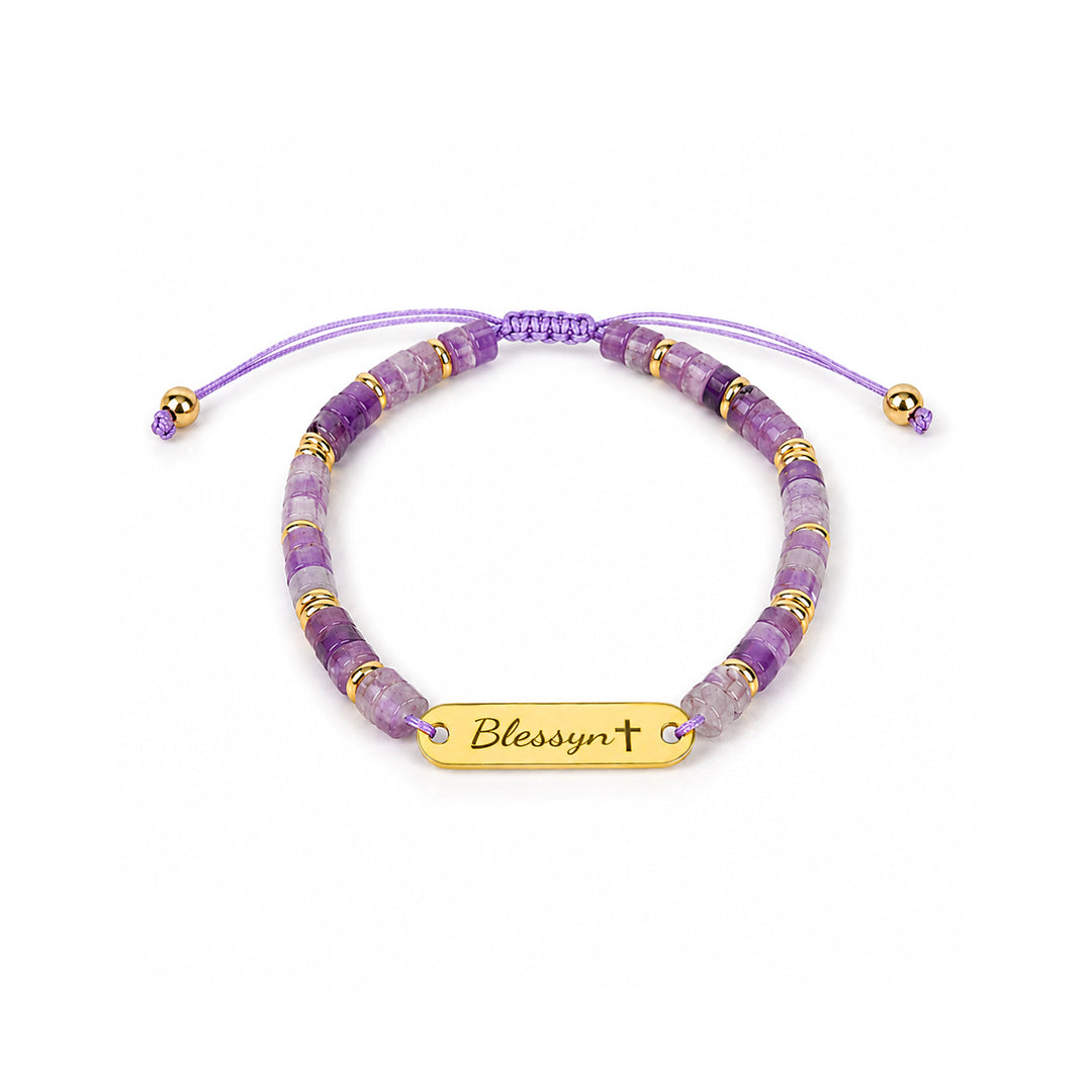 Personalized Name Bracelet with Natural Stone Beads for Kids and Adults