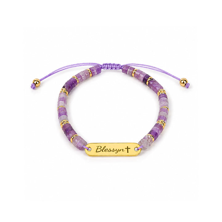 Personalized Name Bracelet with Natural Stone Beads for Kids and Adults