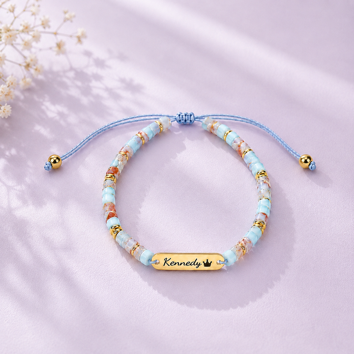 Personalized Name Bracelet with Natural Stone Beads for Kids and Adults