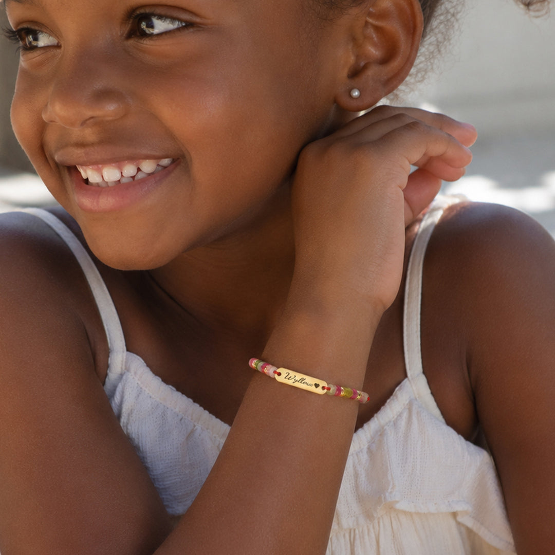 Personalized Name Bracelet with Natural Stone Beads for Kids and Adults