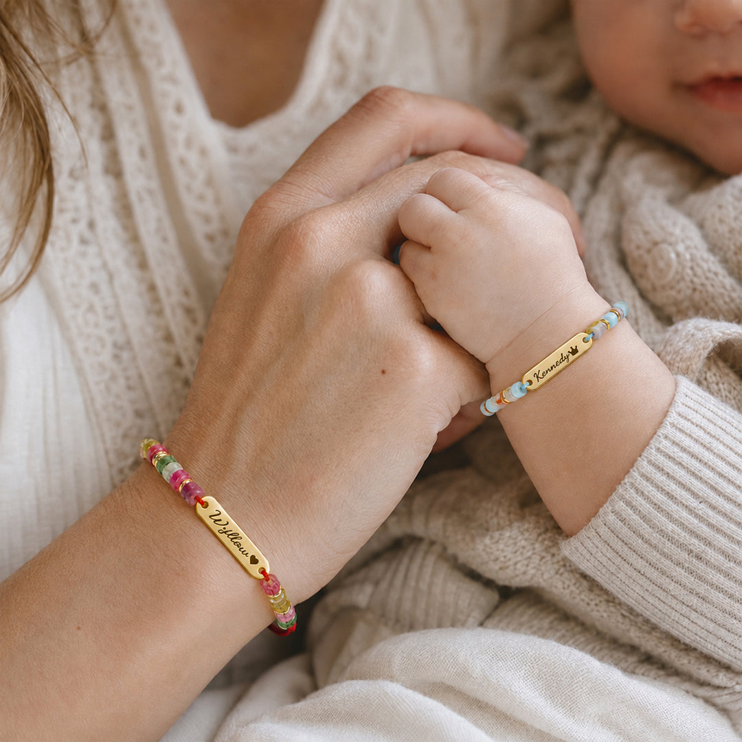 Personalized Name Bracelet with Natural Stone Beads for Kids and Adults