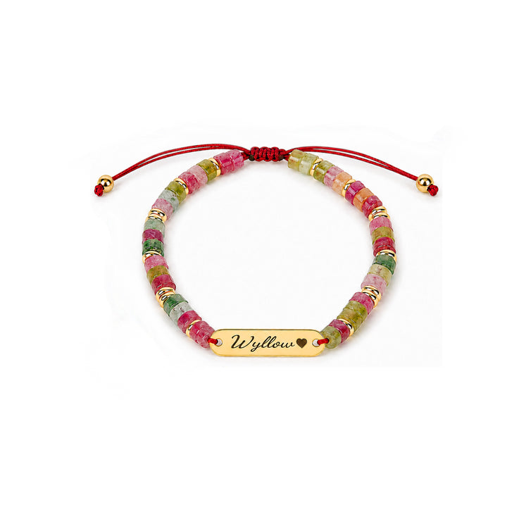 Personalized Name Bracelet with Natural Stone Beads for Kids and Adults