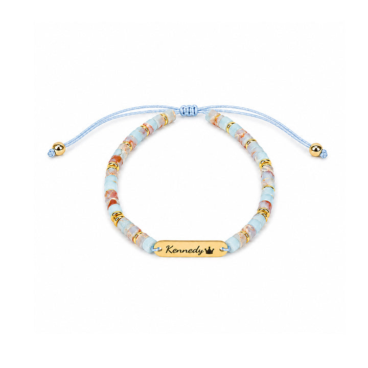 Personalized Name Bracelet with Natural Stone Beads for Kids and Adults
