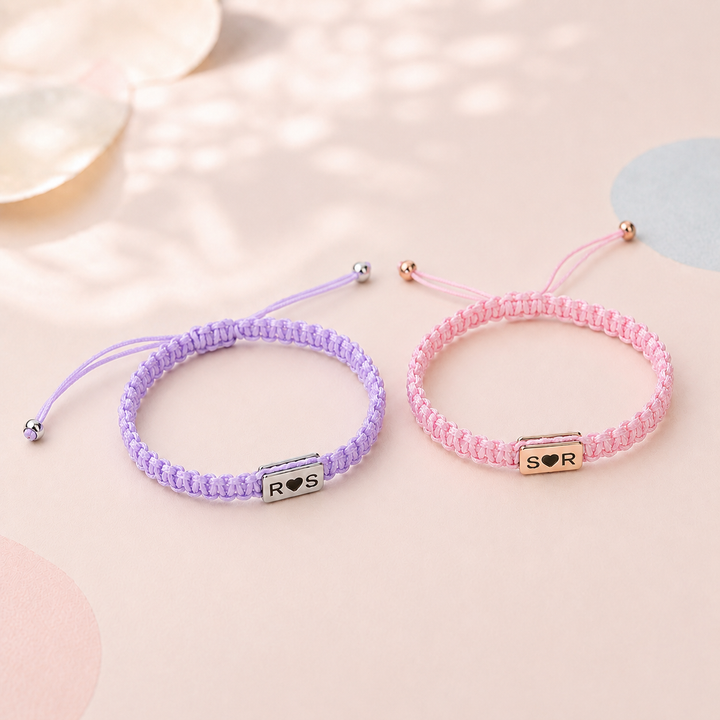 Personalized Name Braided Bracelet Adjustable Woven Rope Bracelet for Kids and Adults