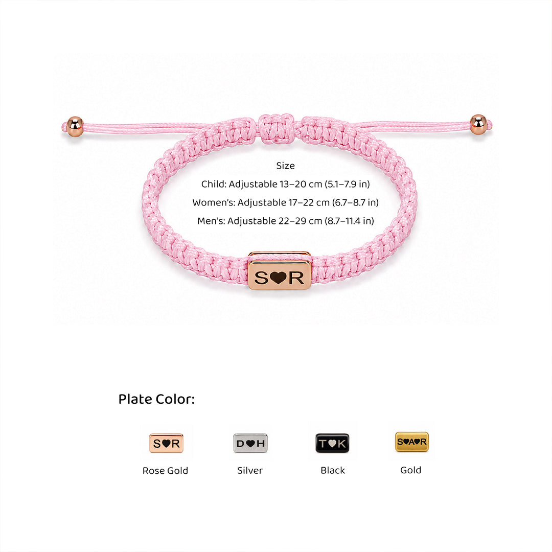 Personalized Name Braided Bracelet Adjustable Woven Rope Bracelet for Kids and Adults