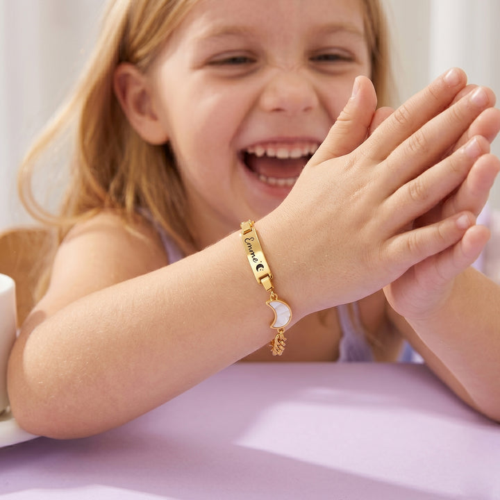 Personalisiertes Baby-Namens- und Geburtsstein-Armband 