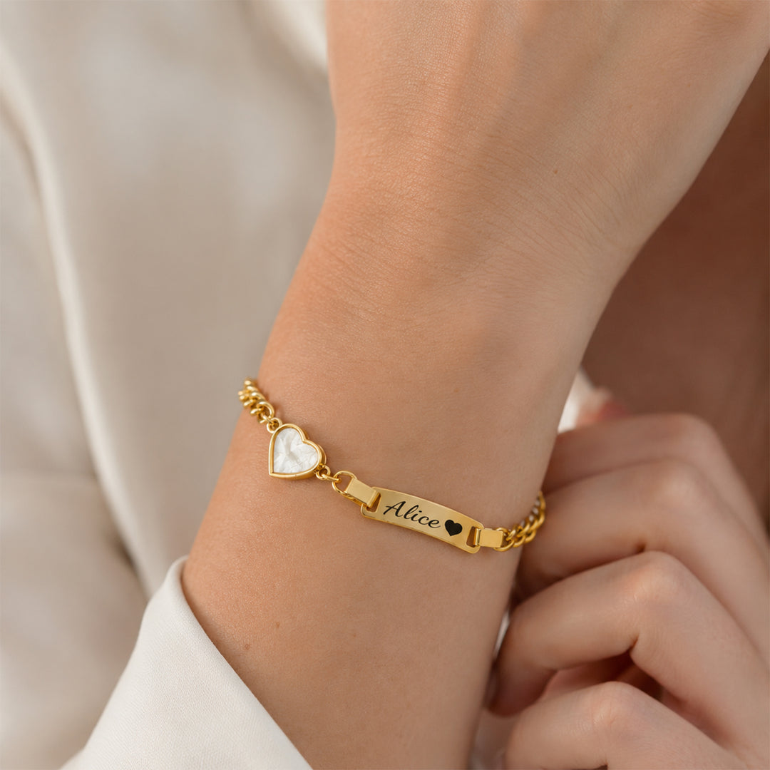 Personalisiertes Baby-Namens- und Geburtsstein-Armband 