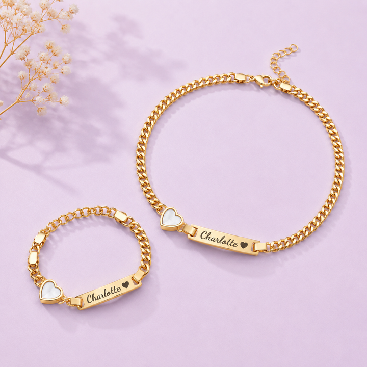 Bracelet personnalisé avec nom de bébé et pierre de naissance 