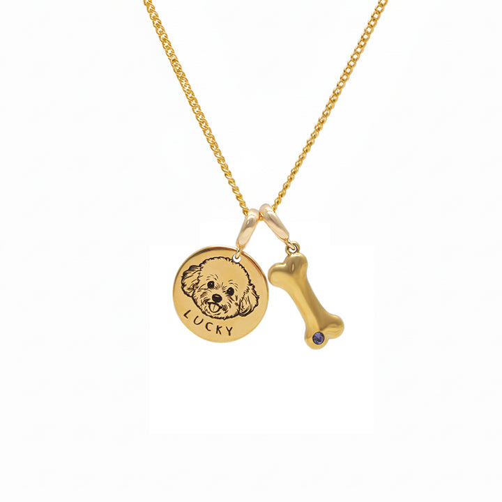 Personalized Pet Photo Name & Birthstone Necklace