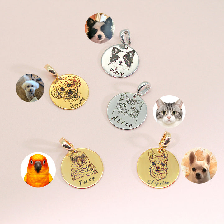 Personalized Pet Photo Name & Birthstone Necklace