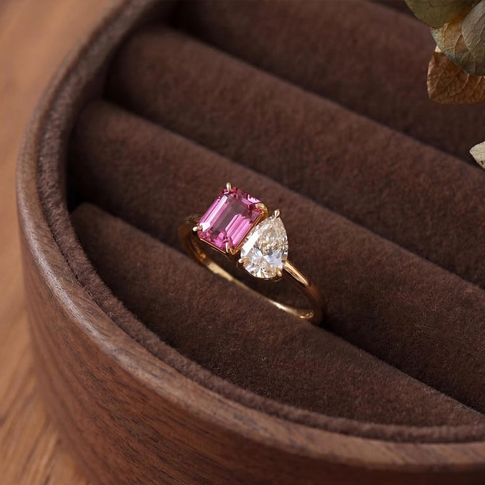 Personalized Toi Et Moi Birthstone Ring for Couples