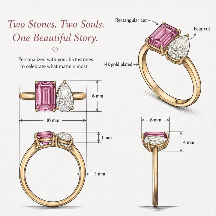 Personalized Toi Et Moi Birthstone Ring for Couples