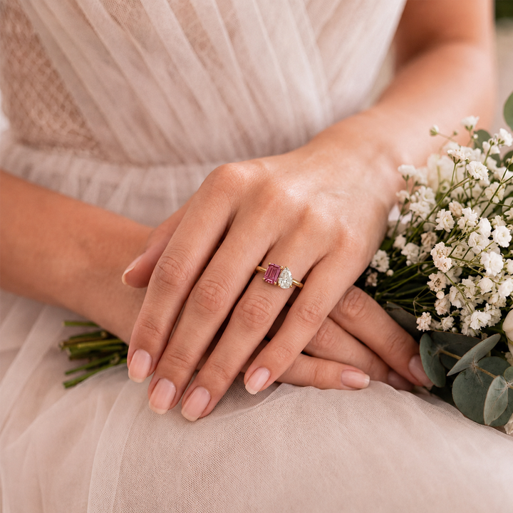 Personalized Toi Et Moi Birthstone Ring for Couples