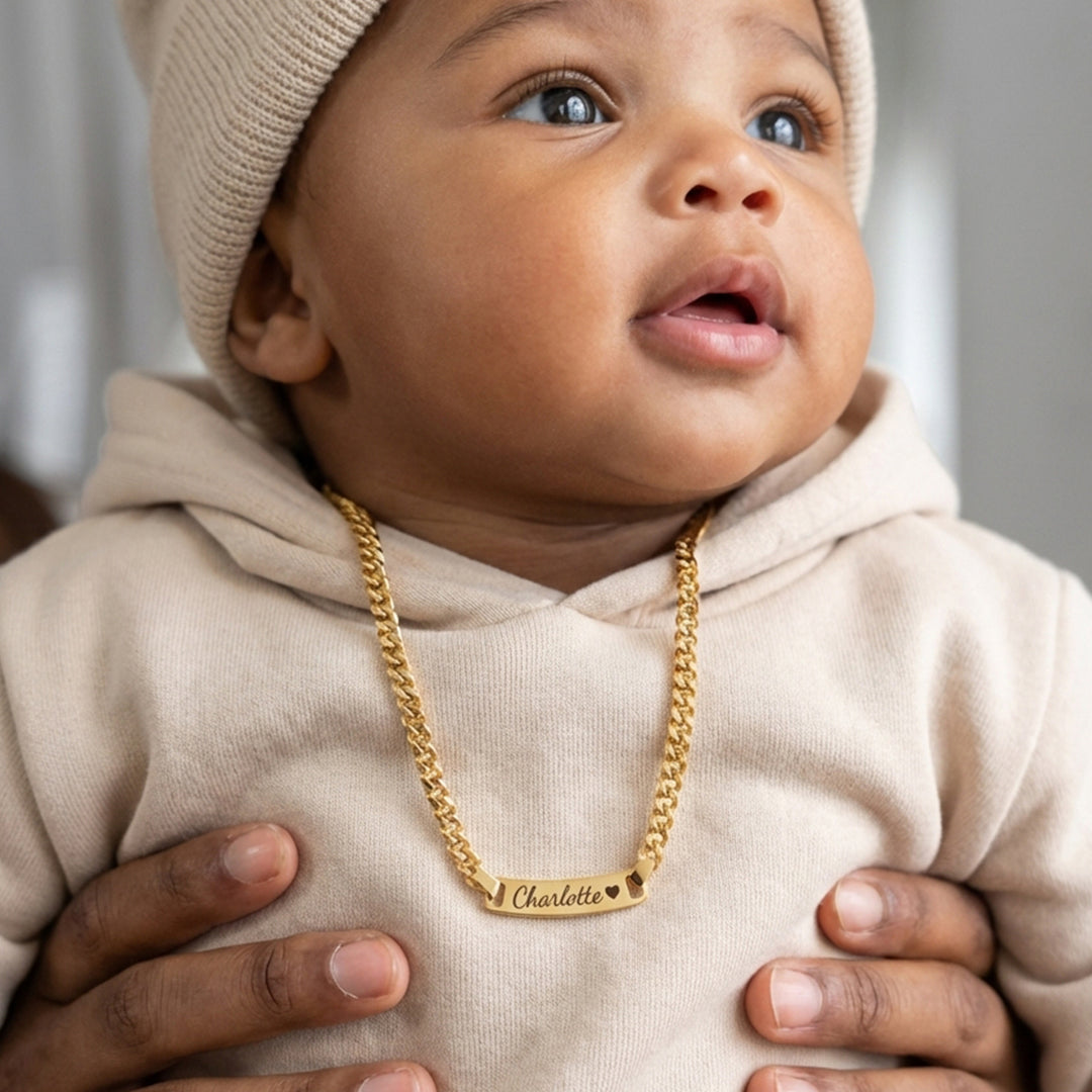 Personalized Baby Name and Birthstone Necklace