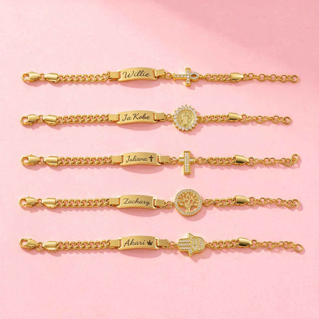 Personalized Kids Symbol Cuban Link Name Bracelet, Necklace or Set