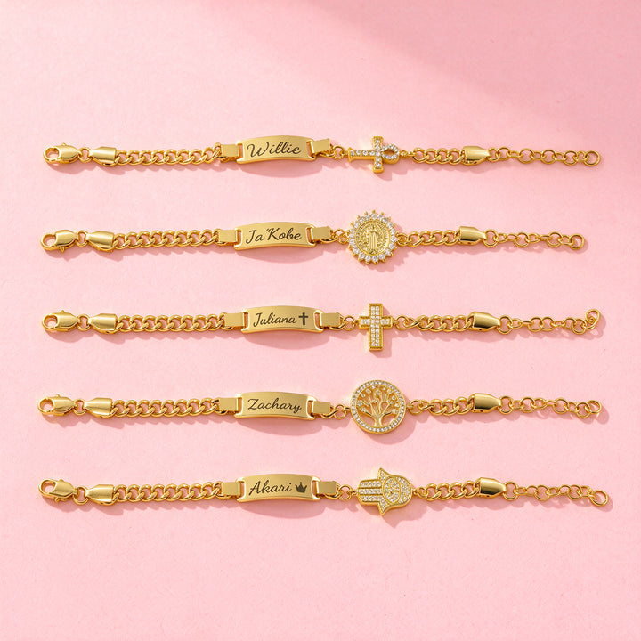 Personalized Kids Symbol Cuban Link Name Bracelet, Necklace or Set