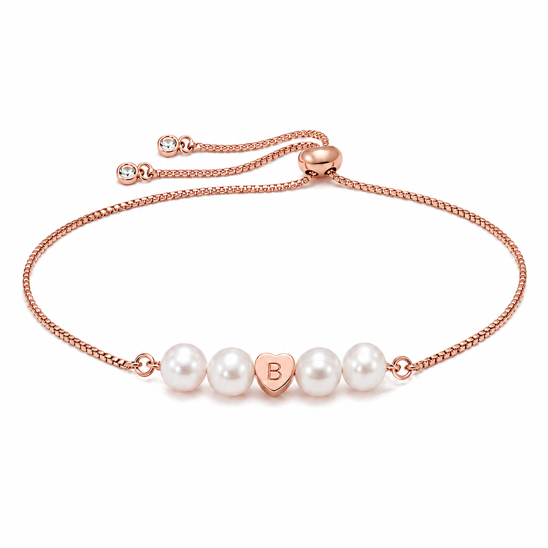 Personalized Mother & Daughter Pearl Heart Bracelet