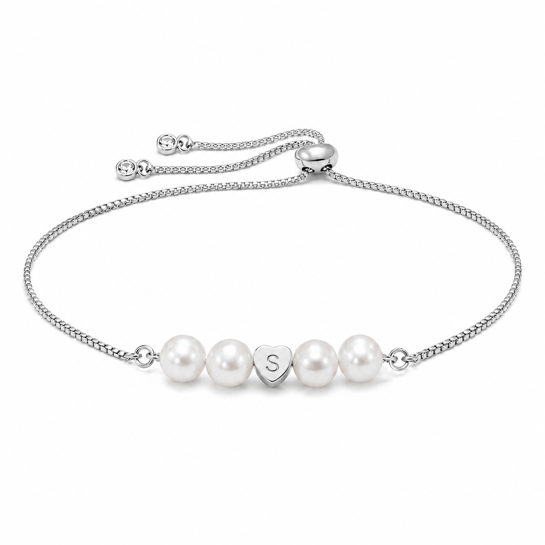 Personalized Mother & Daughter Pearl Heart Bracelet