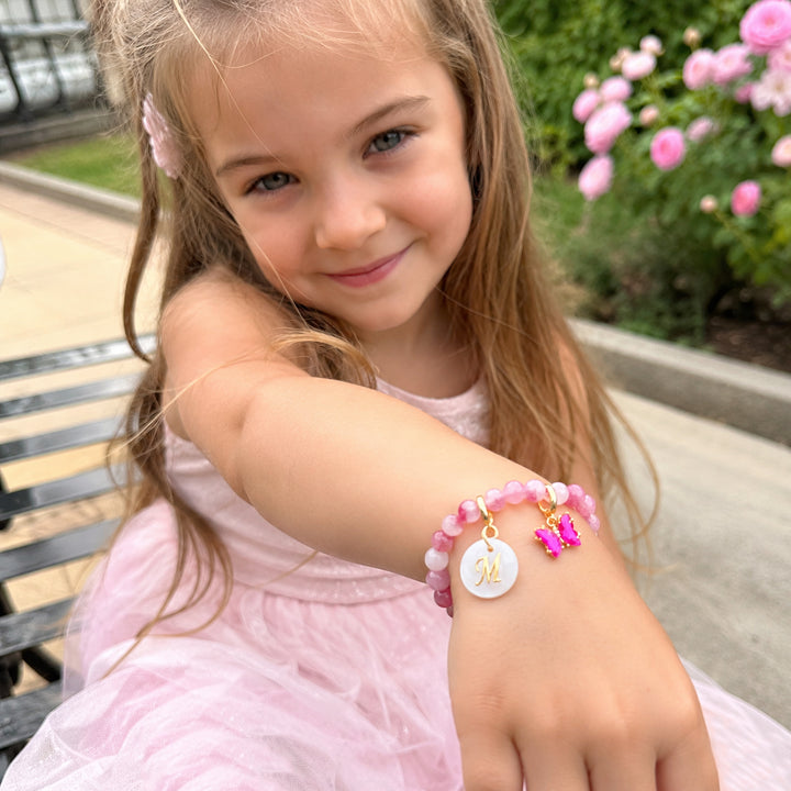 Bracelet personnalisé avec initiale et pierre de naissance pour fille