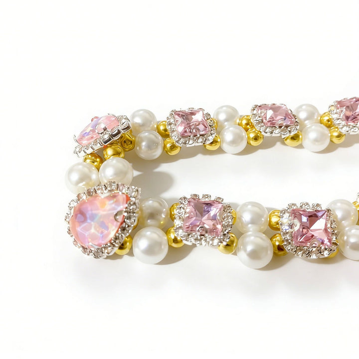 Pink Crystal Pearl Pet Necklace for Dogs & Cats