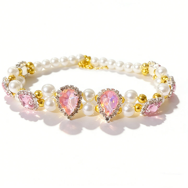 Pink Crystal Pearl Pet Necklace for Dogs & Cats