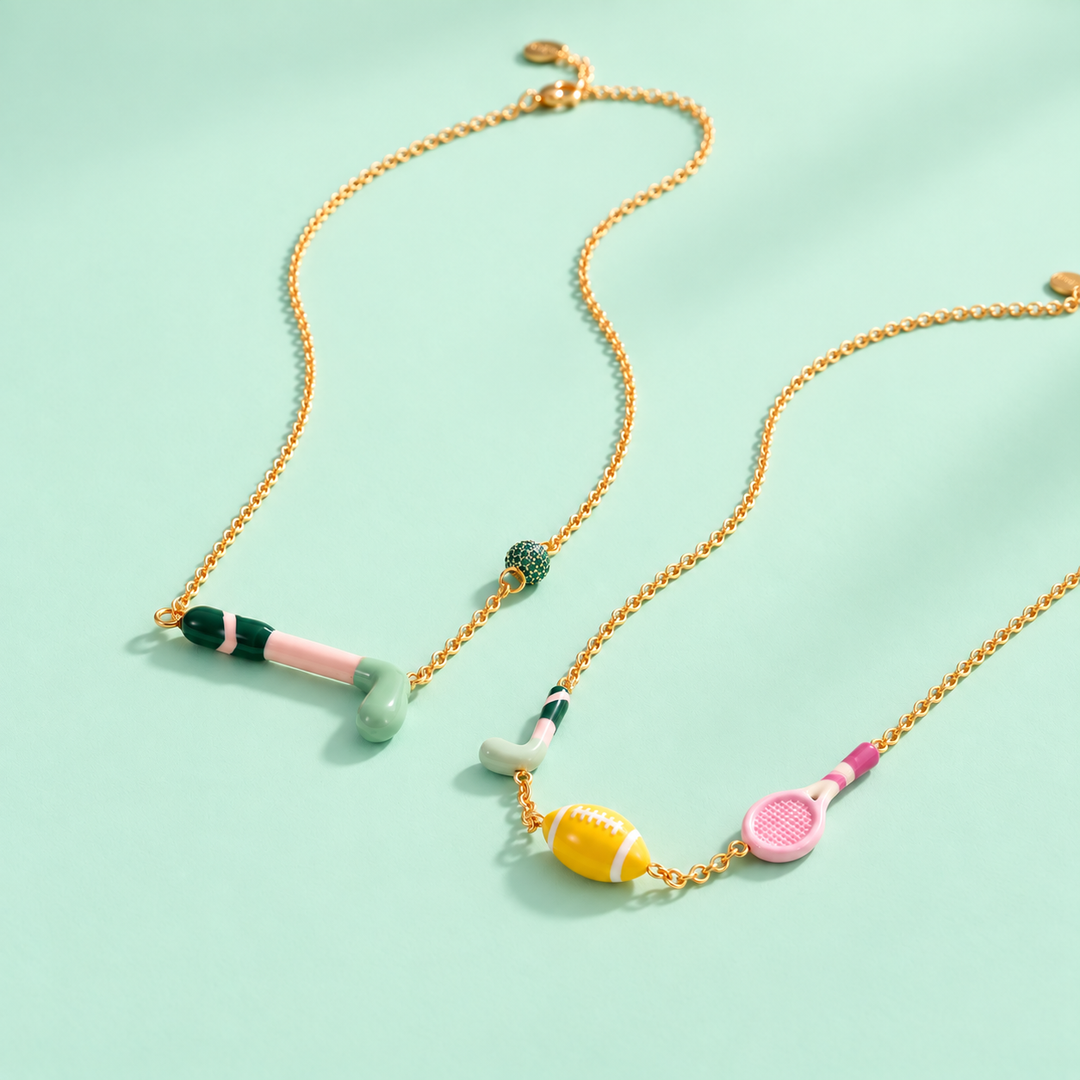 Playful Enamel Sports Charm Necklace for Girls