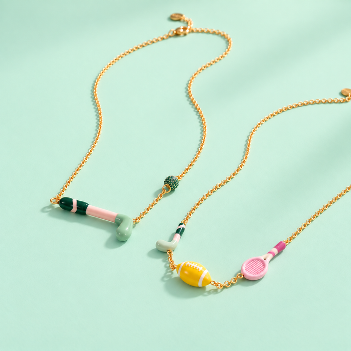 Playful Enamel Sports Charm Necklace for Girls