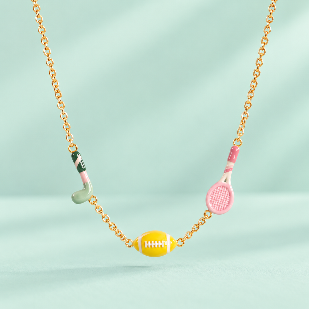 Playful Enamel Sports Charm Necklace for Girls