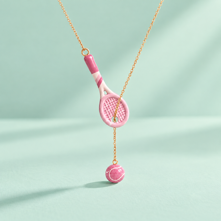 Playful Enamel Sports Charm Necklace for Girls
