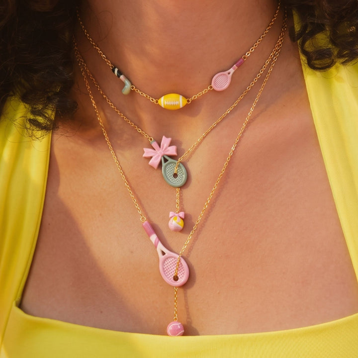 Playful Enamel Sports Charm Necklace for Girls