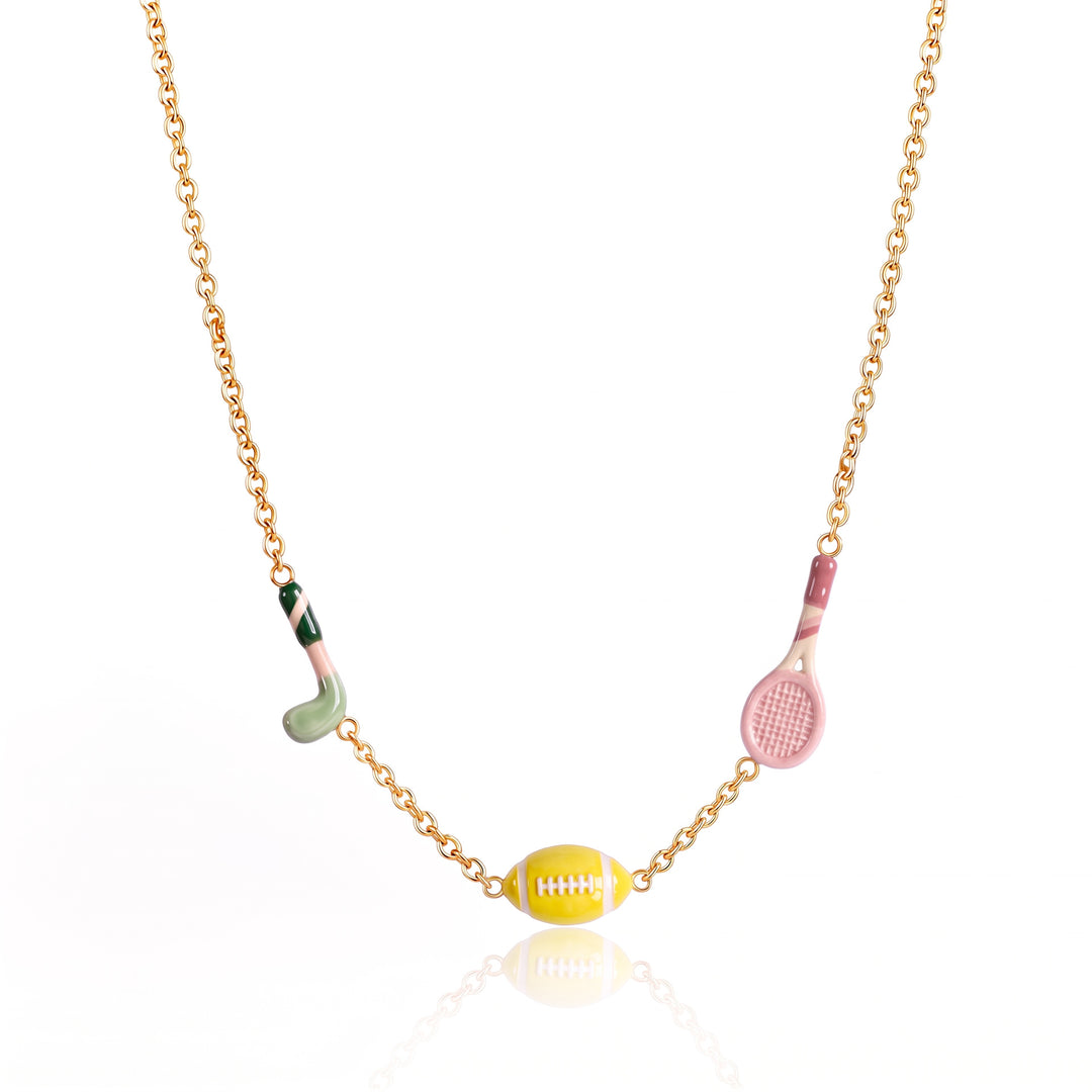 Playful Enamel Sports Charm Necklace for Girls
