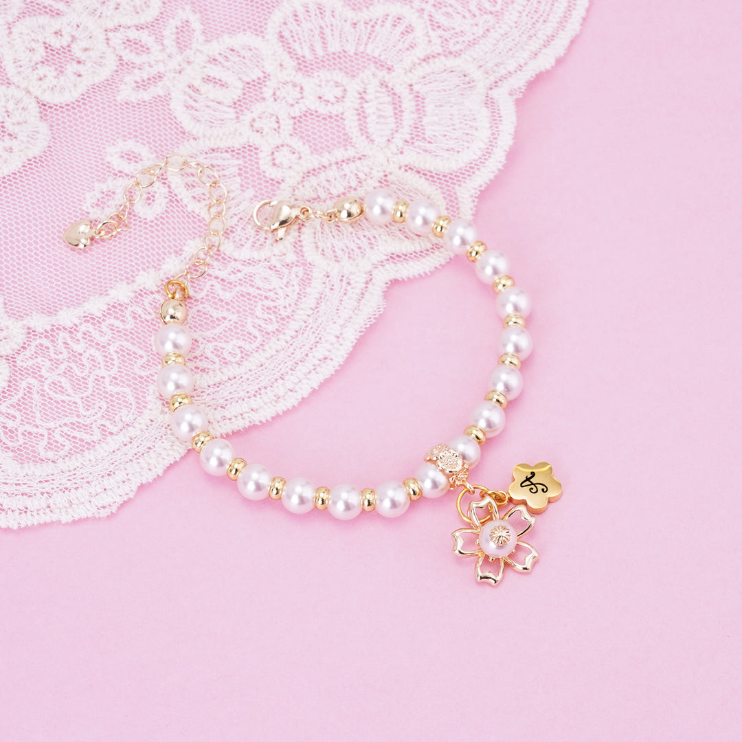 Sakura Charms Personalized Birthstone Girl's Pink Pearl Necklace