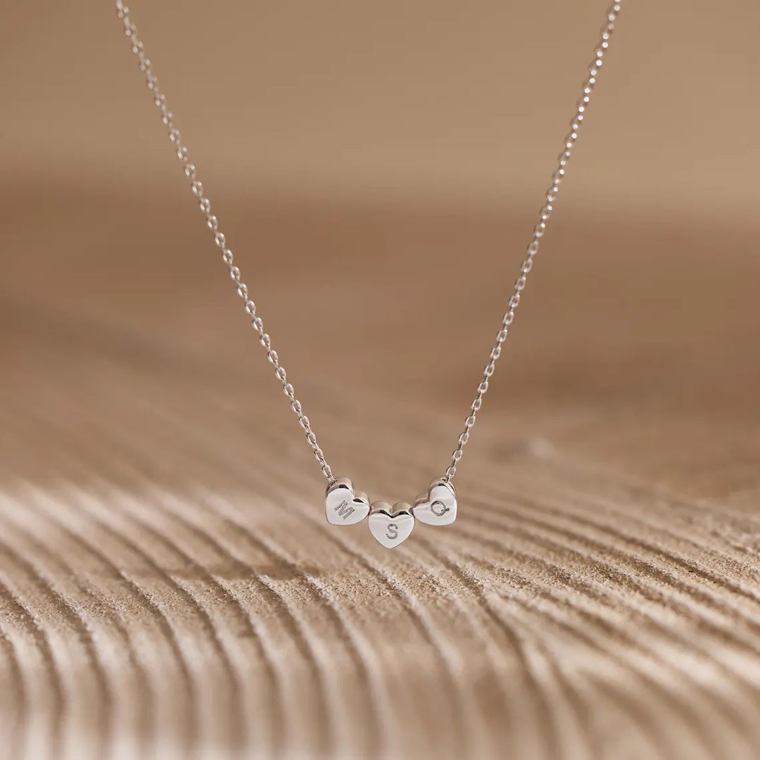 Tiny 3D Initial Heart Charm Necklace