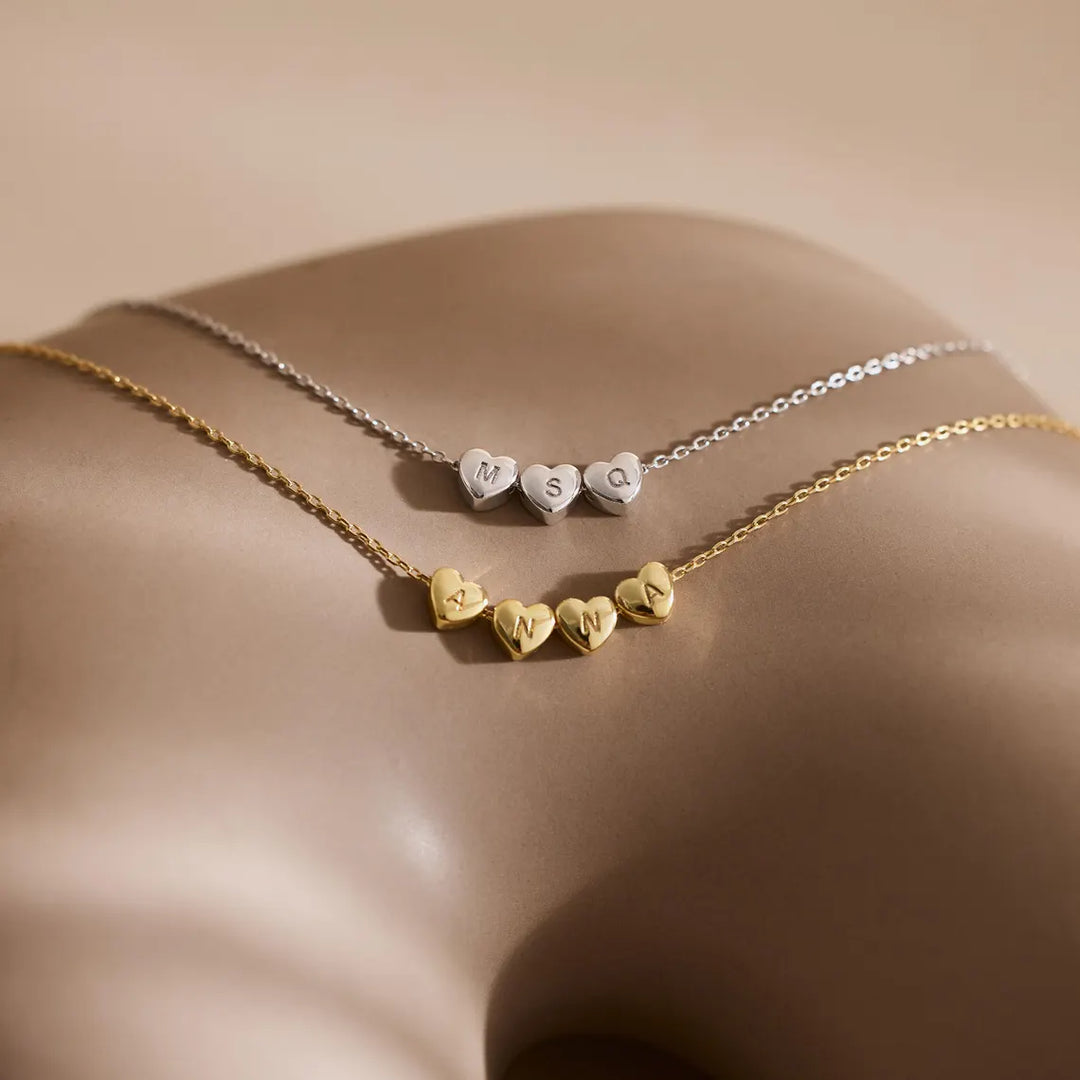 Tiny 3D Initial Heart Charm Necklace